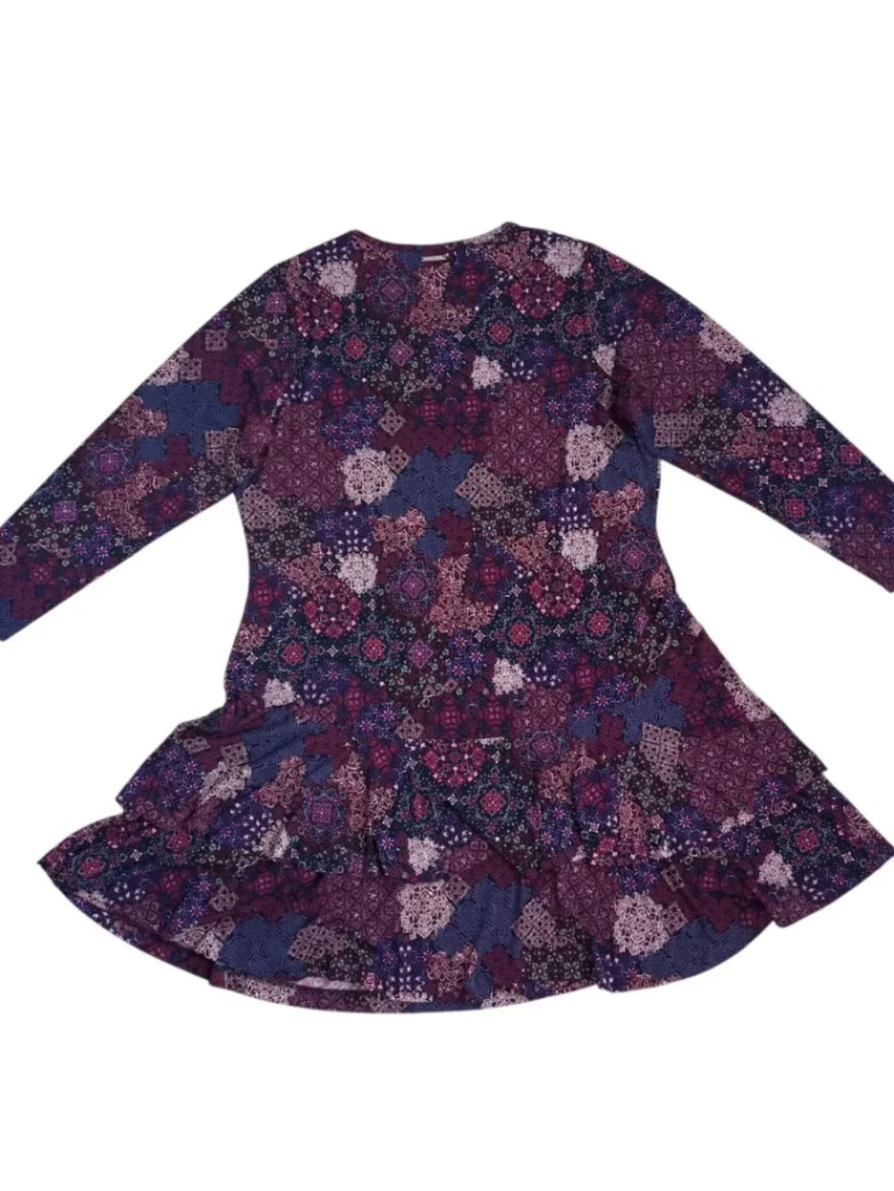 Michael Kors Purple Paisley Print Mini Dress - Boho Ruffle Hem Tunic Top, Size 2